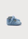 Suede Organza Fastening Pram Shoes in Dusty Blue (17-20EU) Shoes  from Pepa London