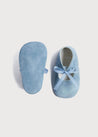 Suede Organza Fastening Pram Shoes in Dusty Blue (17-20EU) Shoes  from Pepa London