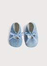 Suede Organza Fastening Pram Shoes in Dusty Blue (17-20EU) Shoes  from Pepa London