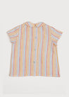 Bright Stripe Peter Pan Collar Shirt in Mustard (12mths-3yrs) Shirts  from Pepa London