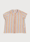 Bright Stripe Peter Pan Collar Shirt in Mustard (12mths-3yrs) Shirts  from Pepa London