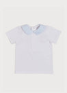 Contrast Oxford Polo Collar Short Sleeve Shirt in White (2-4yrs) Tops & Bodysuits  from Pepa London