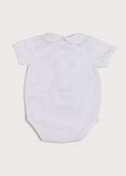 Embroidered Boat Motif Peter Pan Collar Bodysuit in White (1mth-3yrs) Tops & Bodysuits from Pepa London