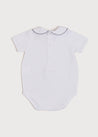 Embroidered Peter Pan Collar Short Sleeve Bodysuit in White (3mths-2yrs) Tops & Bodysuits  from Pepa London