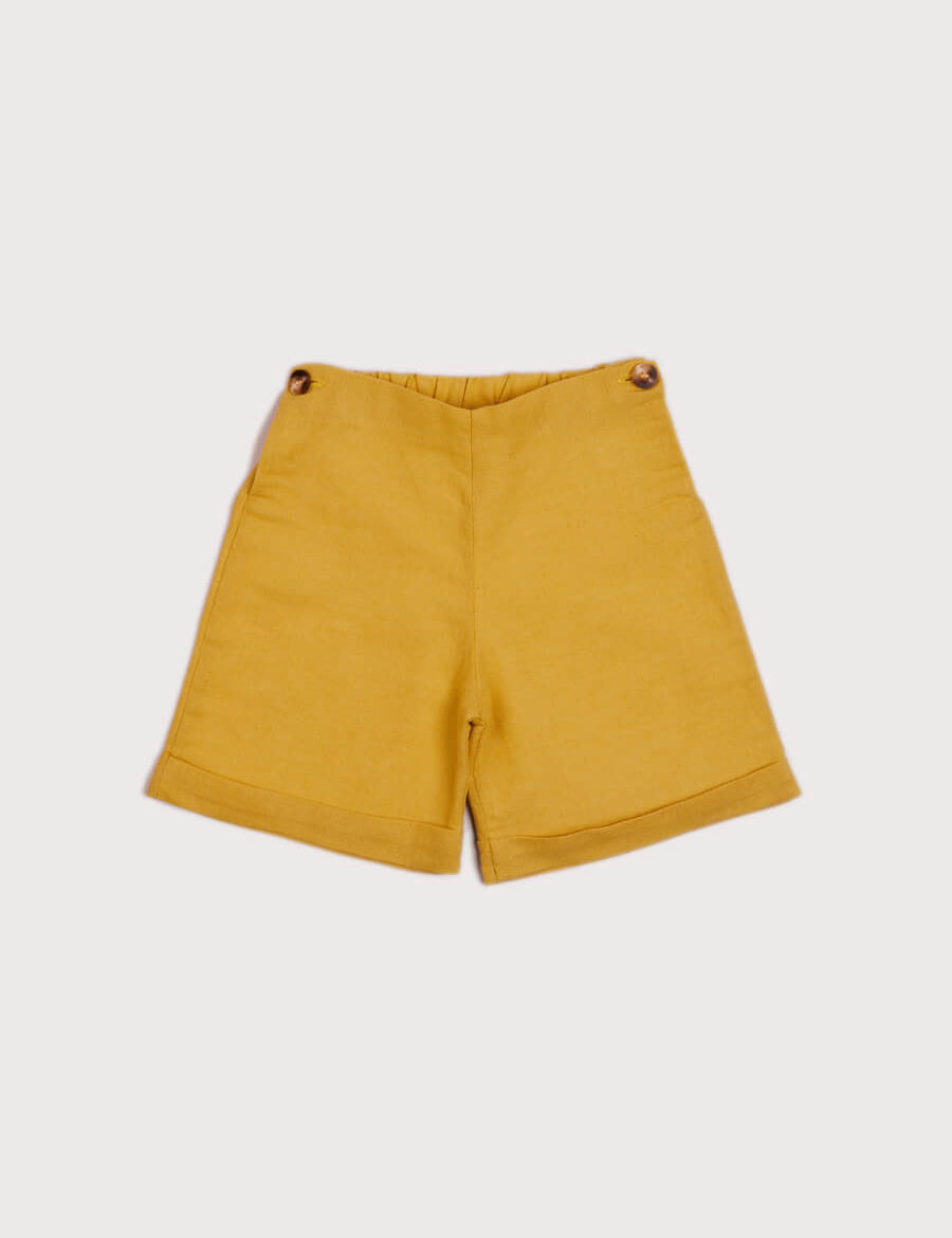 Faux Pocket Elasticated Waist Shorts in Mustard (18mths-3yrs) Shorts  from Pepa London