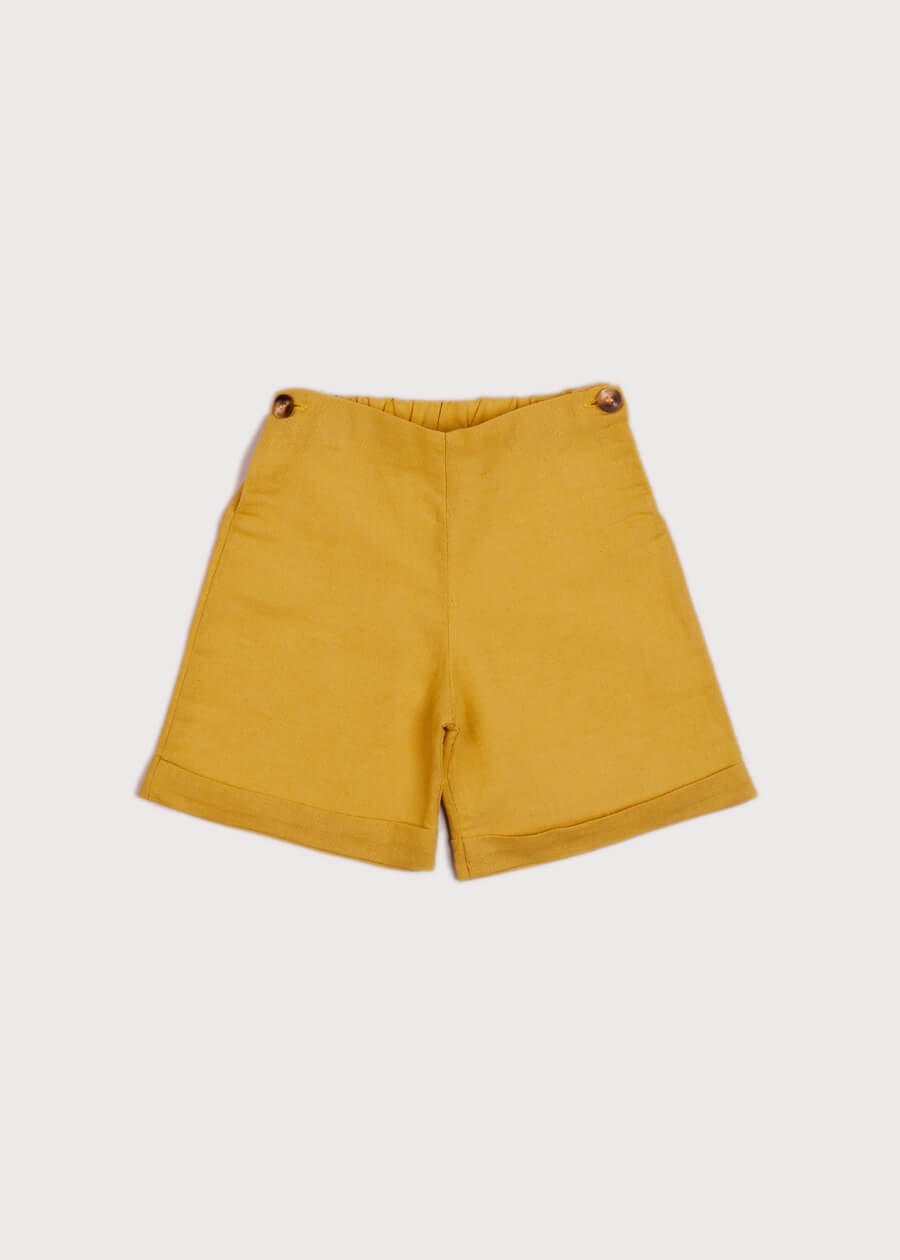 Faux Pocket Elasticated Waist Shorts in Mustard (18mths-3yrs) Shorts  from Pepa London