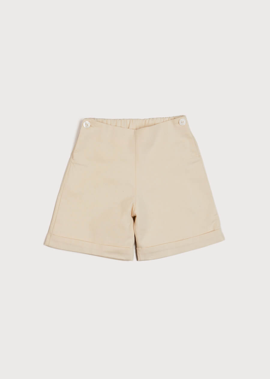 Faux Pocket Elasticated Waist Shorts in Ivory (12mths-4yrs) Shorts from Pepa London