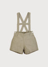 Thin Stripe Button Detail Shorts With Braces in Green (18mths-3yrs) Shorts  from Pepa London