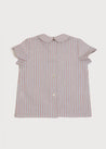 Thin Stripe Peter Pan Collar Short Sleeve Shirt in Red (12mths-3yrs) Shirts  from Pepa London