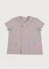 Thin Stripe Peter Pan Collar Short Sleeve Shirt in Red (12mths-3yrs) Shirts  from Pepa London