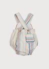 Thin Stripe Front Pocket Dungaree Romper in Red (3-18mths) Shorts  from Pepa London