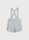 Wide Stripe Button Detail Shorts With Braces in Blue (18mths-3yrs) Shorts  from Pepa London