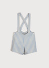 Wide Stripe Button Detail Shorts With Braces in Blue (18mths-3yrs) Shorts  from Pepa London