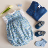 Blue Floral Romper with Frill Detailing (0-18mths) Rompers  from Pepa London