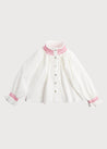 Button Front Handsmocked Blouse in Off White (18mths-10yrs) Blouses  from Pepa London