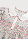 Ditsy Floral Print Handsmocked Romper in Rose Pink (0-18mths) Rompers  from Pepa London