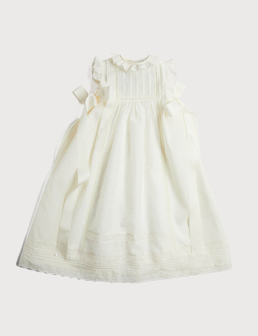 Embroidered Lace Trim Gown in Ivory (3-18mths) Gowns from Pepa London