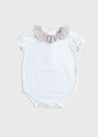 Floral Print Ruffle Collar Bodysuit in Dusty Pink (0mths-2yrs) Tops & Bodysuits  from Pepa London