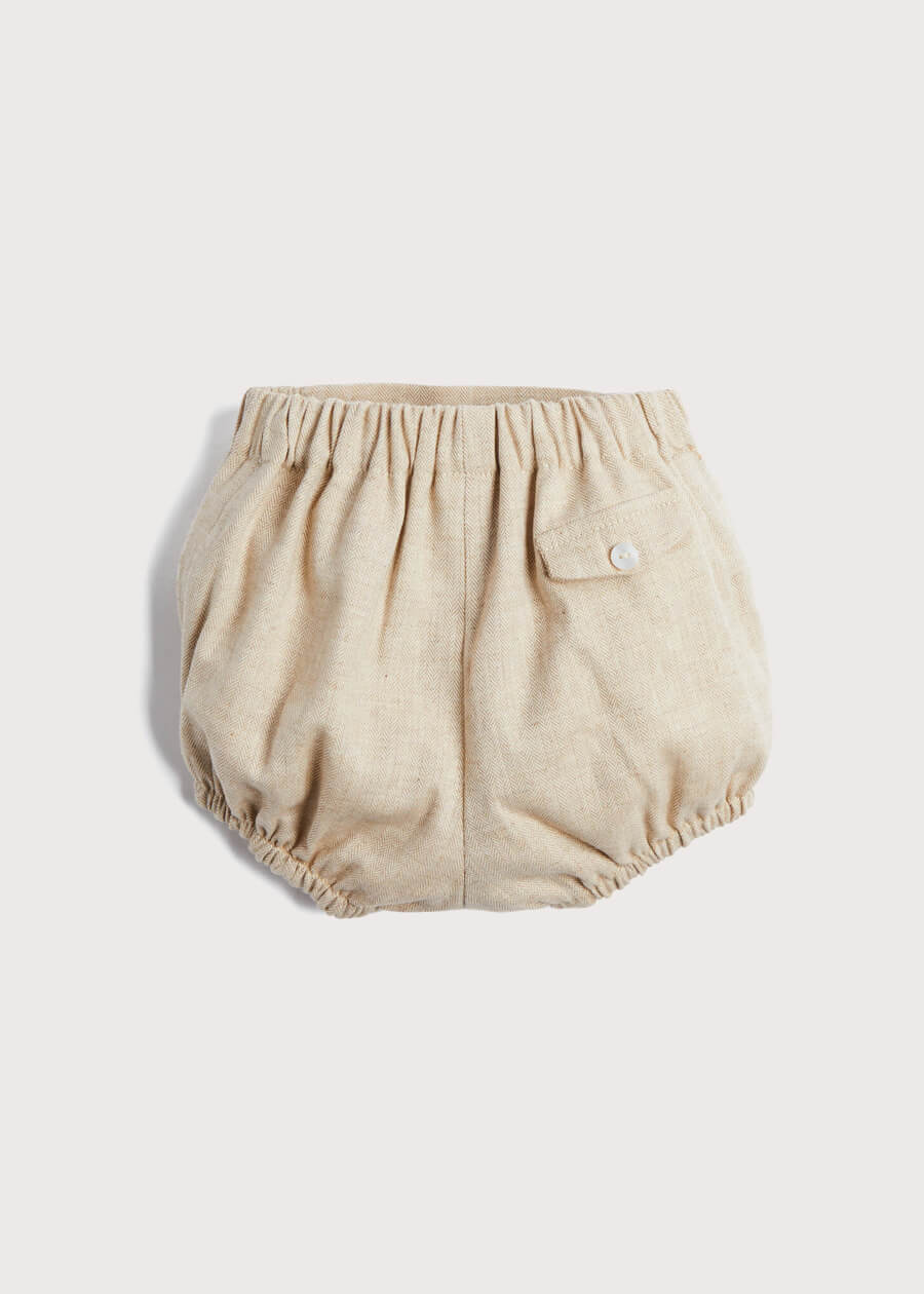 Herringbone Delicate Button Bloomers in Beige (0mths-2yrs) Bloomers  from Pepa London