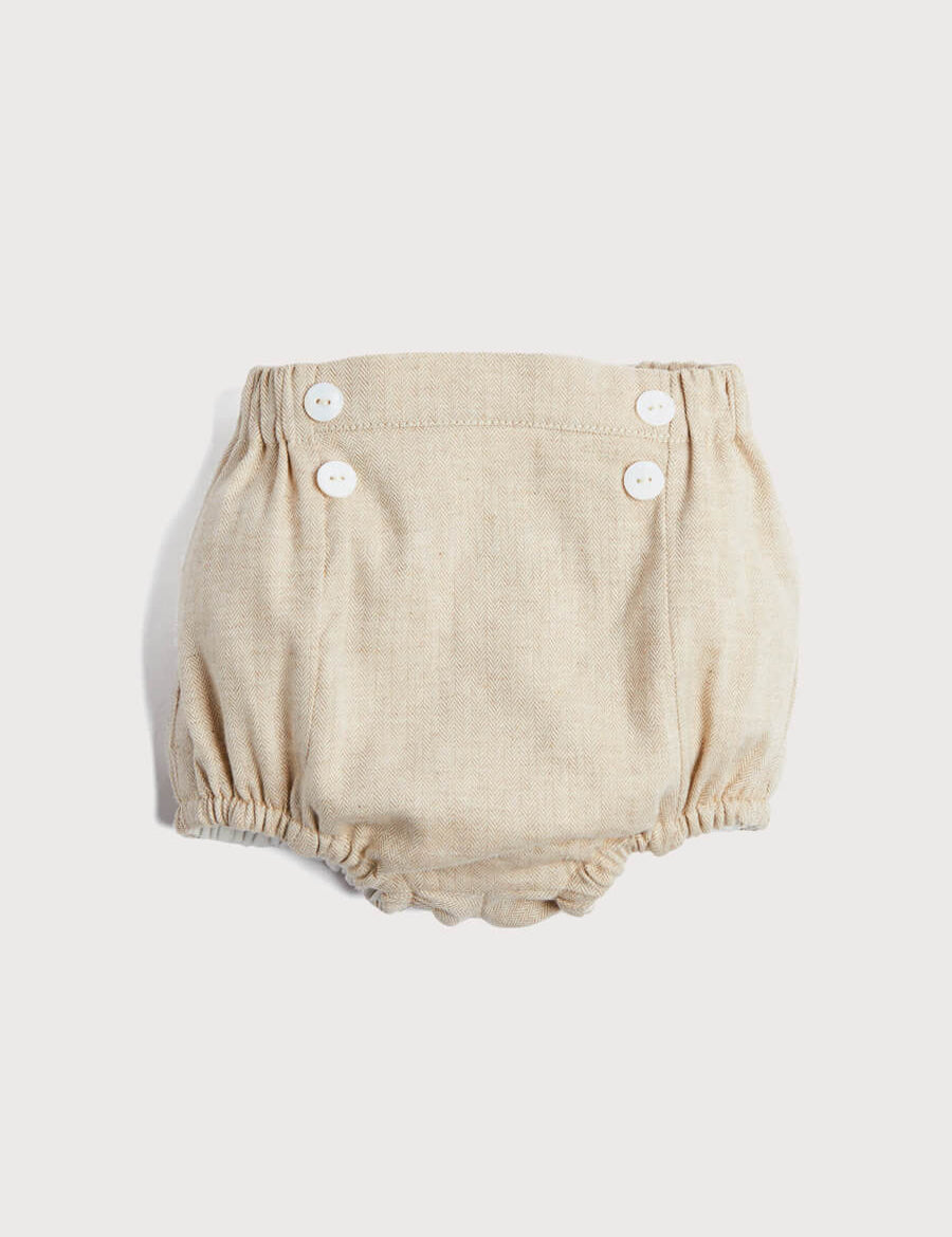 Herringbone Delicate Button Bloomers in Beige (0mths-2yrs) Bloomers  from Pepa London