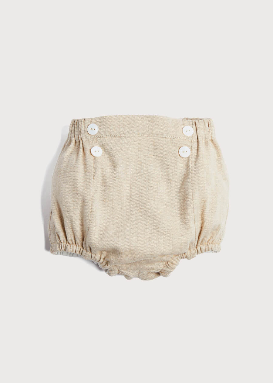 Herringbone Delicate Button Bloomers in Beige (0mths-2yrs) Bloomers  from Pepa London