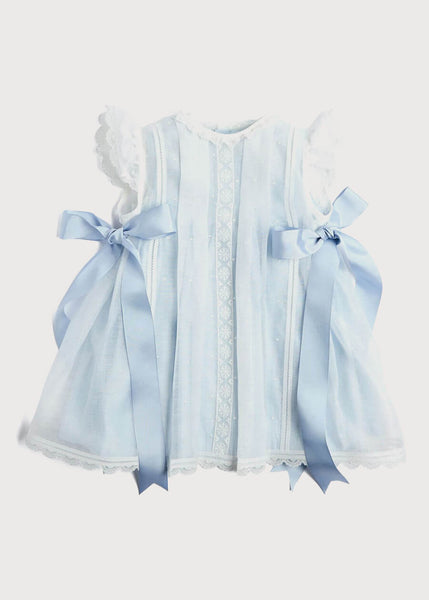 The Skye Lace Trim Satin Bow Dress in Pale Blue | Pepa London The Skye Lace Trim Satin Bow Dress in Pale Blue | Pepa London