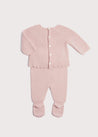 Openwork Contrast Dot Merino Wool Knitted Set in Pink (0-12mths) Knitted Sets  from Pepa London