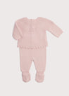 Openwork Contrast Dot Merino Wool Knitted Set in Pink (0-12mths) Knitted Sets  from Pepa London