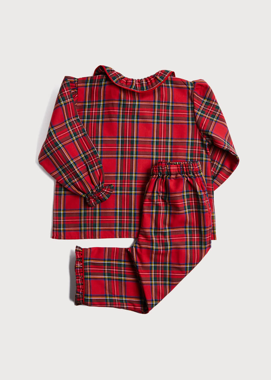 Ruffle Collar Pyjamas in Red Tartan (18mths-10yrs) Nightwear  from Pepa London