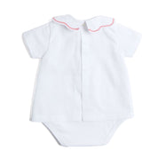 Scallop Collar Zig Zag Trim Bodysuit in Pink (3mths-2yrs) Tops & Bodysuits  from Pepa London