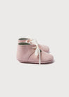 Suede Organza Fastening Pram Shoes in Dusty Pink (17-20EU) Shoes  from Pepa London