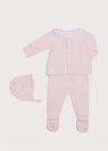 Gentle Openwork Ruffle Collar 3 Piece Knitted Set in Pink (0-6mths) Knitted Sets  from Pepa London