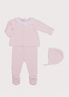 Gentle Openwork Ruffle Collar 3 Piece Knitted Set in Pink (0-6mths) Knitted Sets  from Pepa London