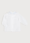 Handsmocked Collar Long Sleeve Blouse in White (0-12mths) Blouses  from Pepa London