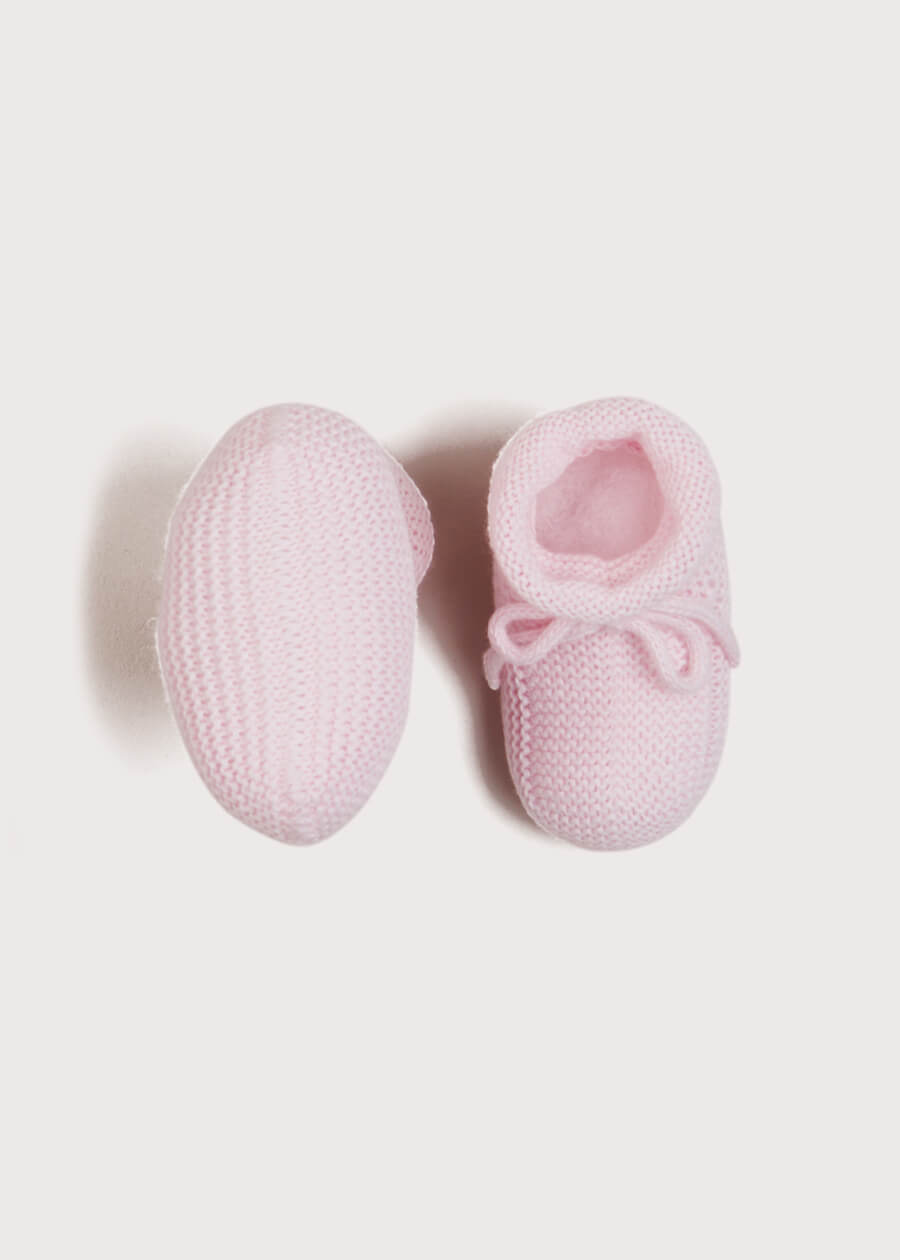 Light Knitted Cotton Baby Booties in Pink Knitwear  from Pepa London