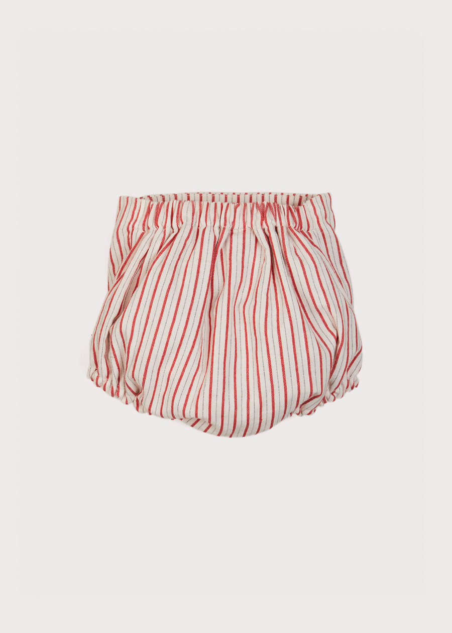 Bold Stripe Button Detail Bloomers in Red (3mths-2yrs) Bloomers  from Pepa London
