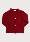 Contrast Trim 3 Button Cardigan in Red (3-18mths) Knitwear  from Pepa London