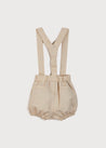 Light Cotton Leather Detail Bloomers With Straps In Beige (6mths-2yrs) Bloomers  from Pepa London