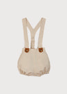 Light Cotton Leather Detail Bloomers With Straps In Beige (6mths-2yrs) Bloomers  from Pepa London