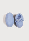 Light Knitted Cotton Baby Booties in Blue Knitted Accessories  from Pepa London