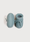 Light Knitted Cotton Baby Booties in Green Knitted Accessories  from Pepa London