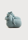 Light Knitted Cotton Baby Booties in Green Knitted Accessories  from Pepa London