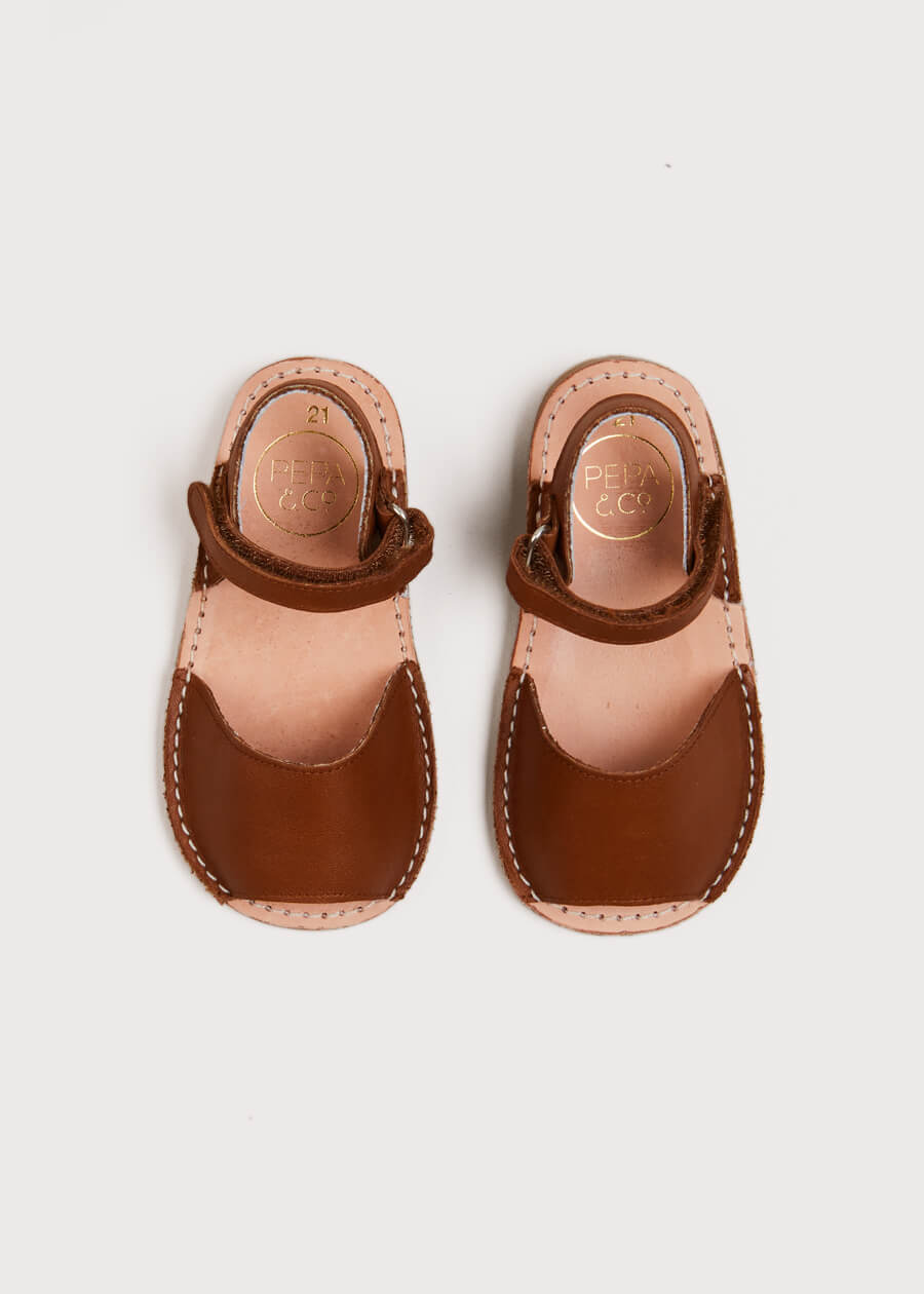 Open Toe Leather Sandals in Brown (17-30EU) Shoes  from Pepa London