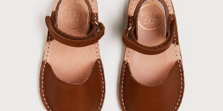 Open Toe Leather Sandals in Brown (17-30EU) SHOES from Pepa London