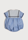 Striped Mariner Collar Short Sleeve Romper in Blue (3-18mths) Rompers  from Pepa London