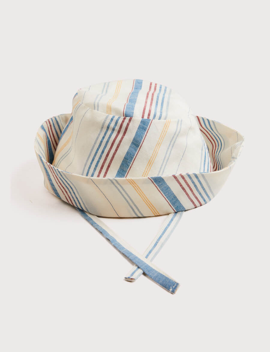 Striped Tie Detail Hat in Multi (S-L) Accessories  from Pepa London