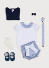 Delicate Floral Scallop Collar Short Sleeve Top in Blue (2-10yrs) Tops & Bodysuits  from Pepa London