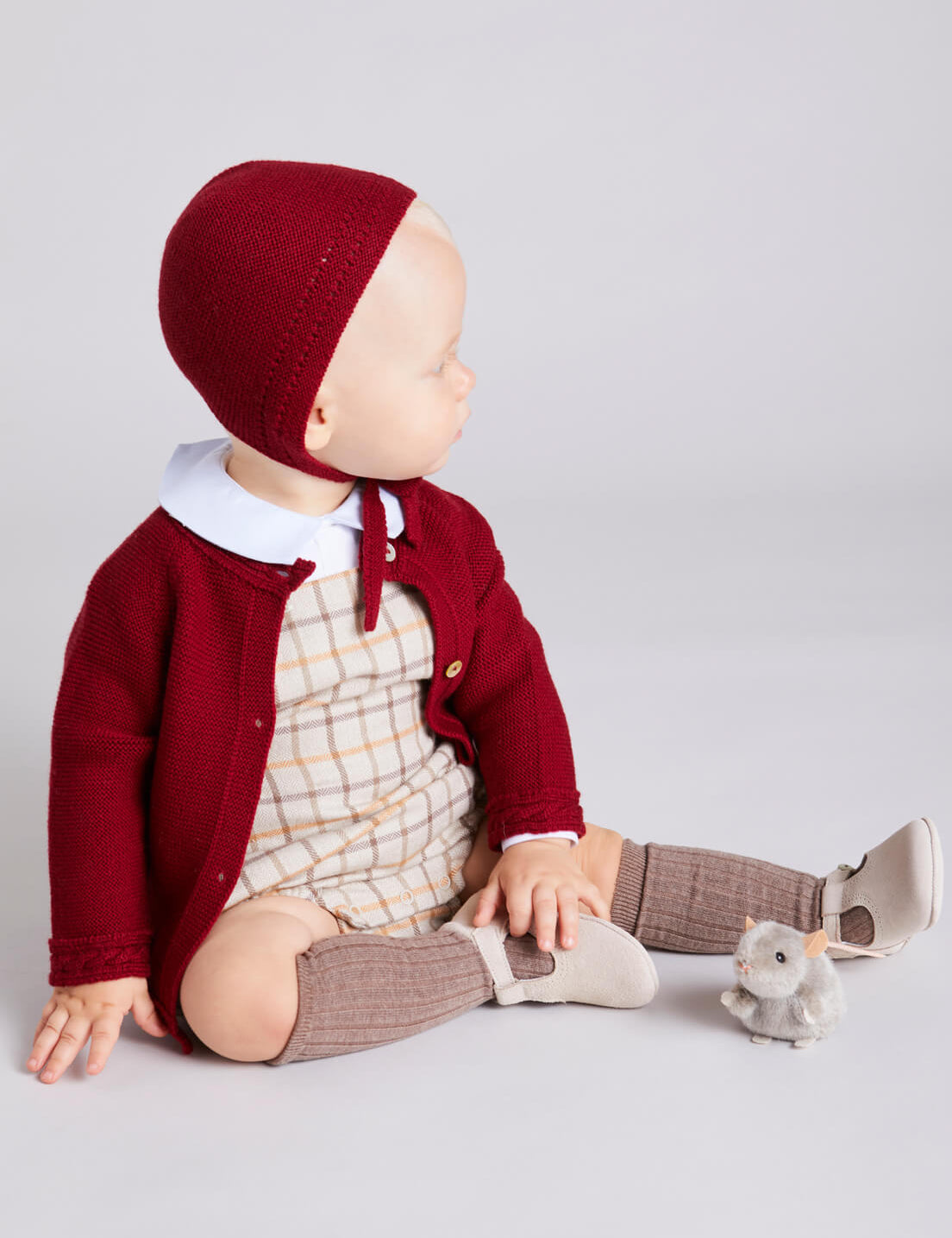 Check Print Romper in Beige (6mths-2yrs) Rompers  from Pepa London