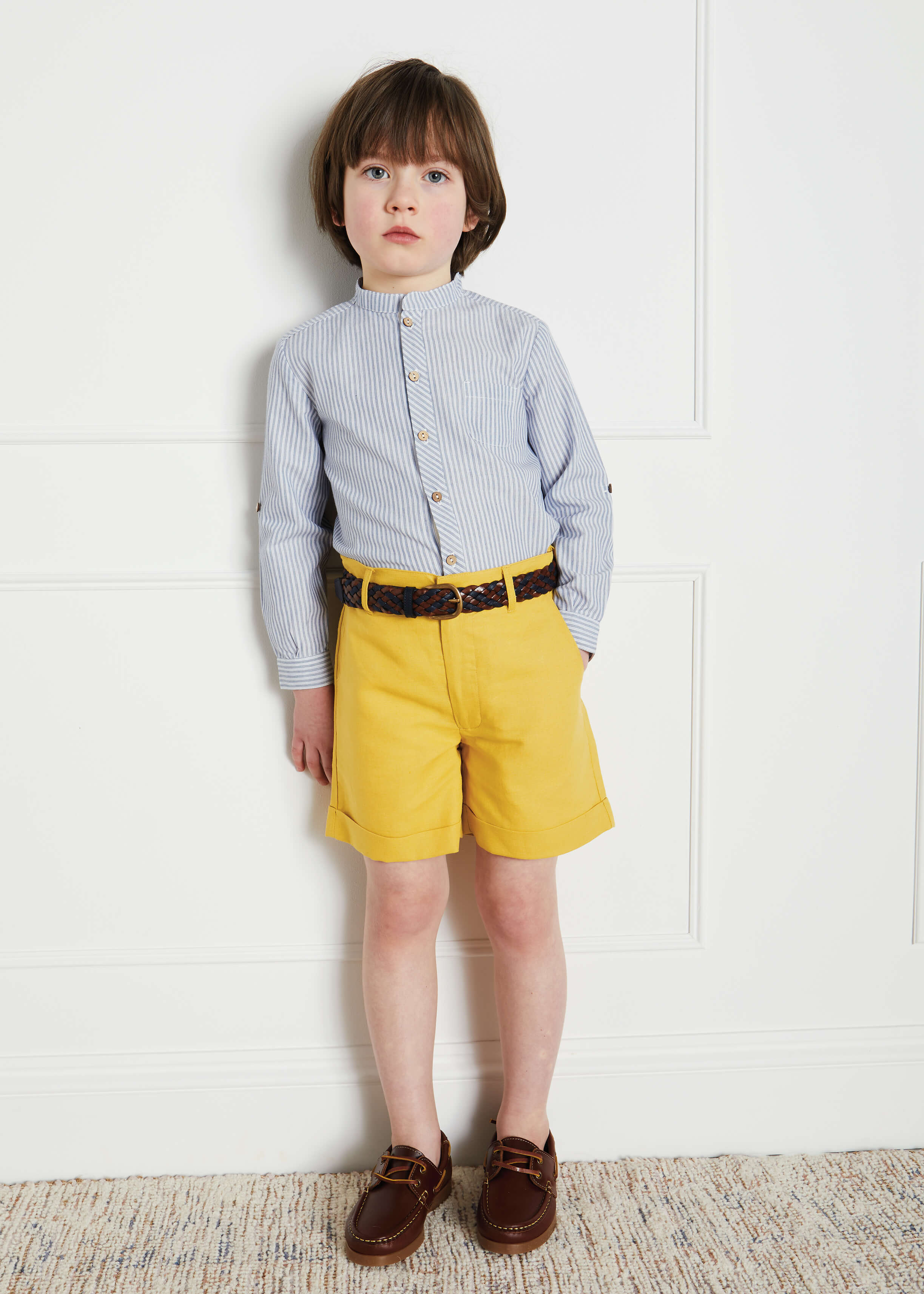 Pocket Detail Shorts With Turn-Ups in Mustard (4-10yrs) Shorts  from Pepa London