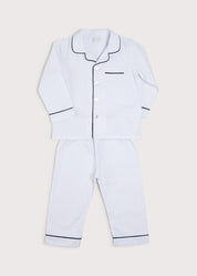 Striped Chest Pocket Pyjamas in Blue (12mths-10yrs) Nightwear  from Pepa London
